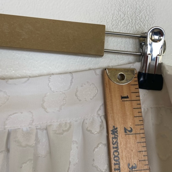 Ann Taylor Midi Skirt Size 16 White Ruffle Chiffon Polka Dot 3D Flower Lined - Picture 5 of 8